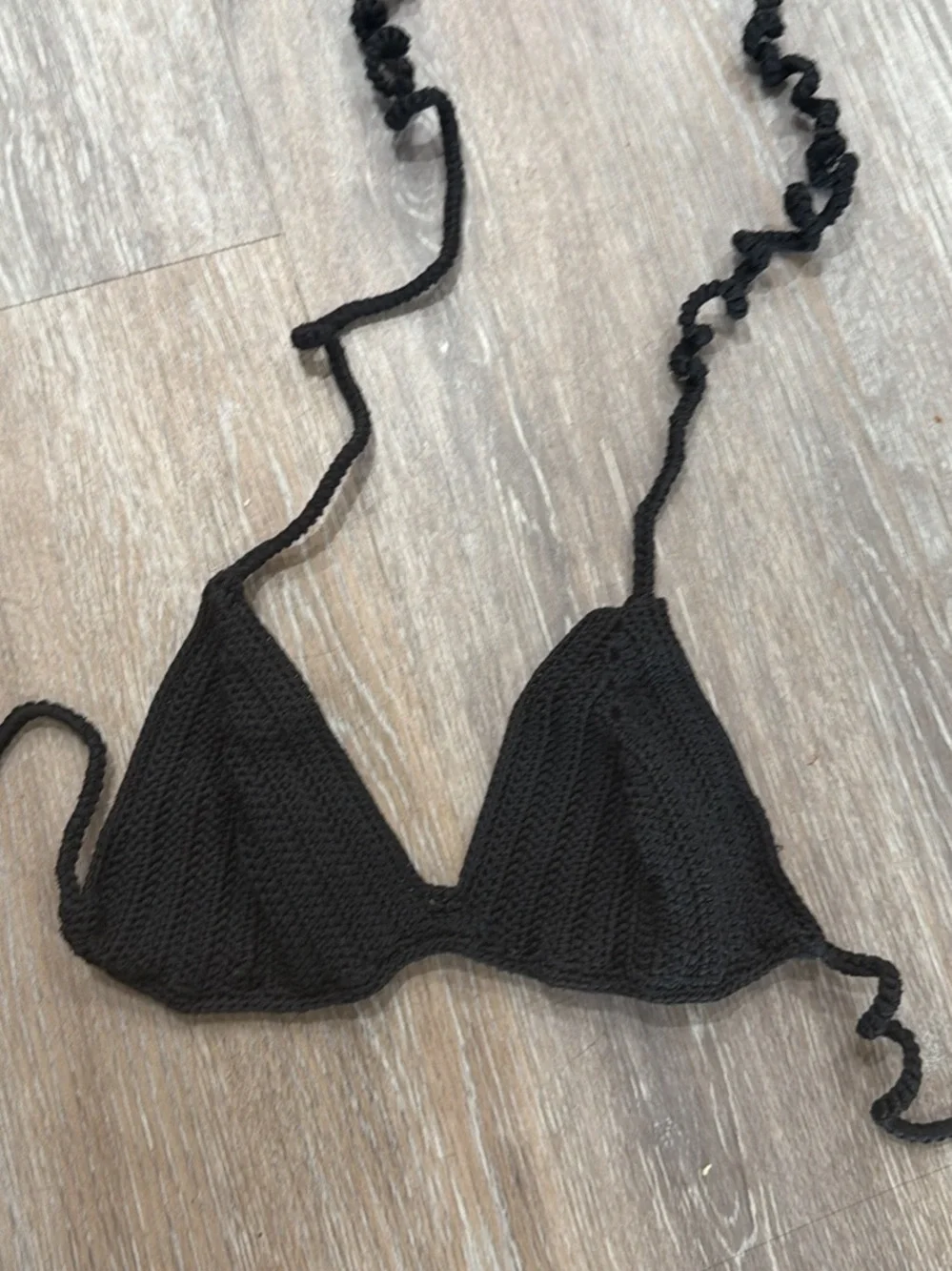 SKIMS Black Crochet Triangle Swim Top